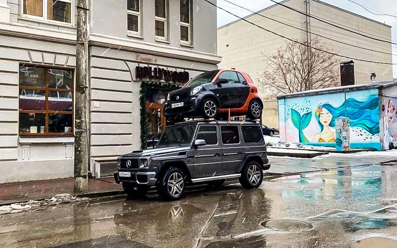 В ГИБДД объяснили, почему «Гелик» со Смартом на крыше не нарушил правил