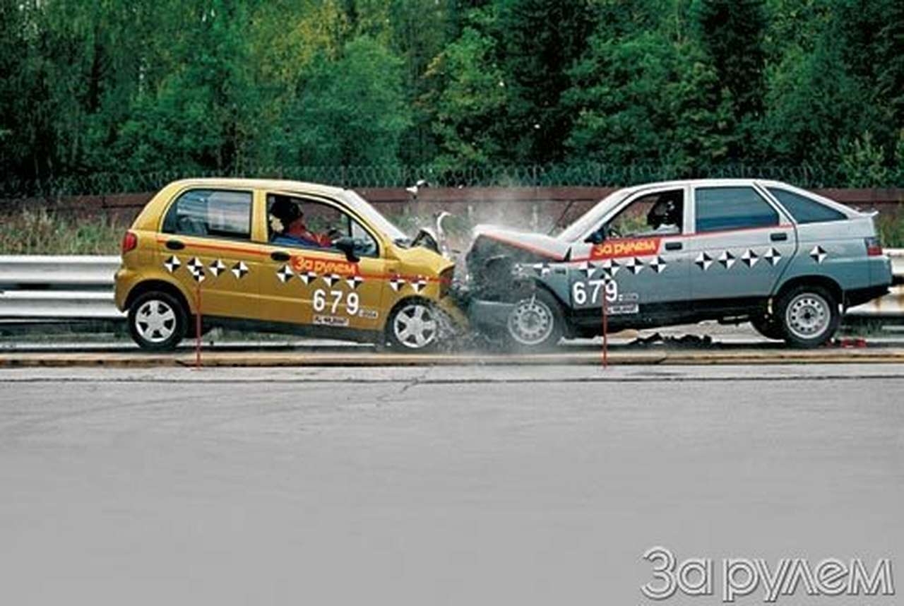 Крэш-тест: daewoo matiz и ваз-2112. лобовая атака