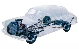 Важная особенность ГАЗ‑12 – несущий кузов. По сути, аналогов со столь длинной базой и без рамы у советского седана не было. Тем не менее, масса немного выше, чем у одноклассников.