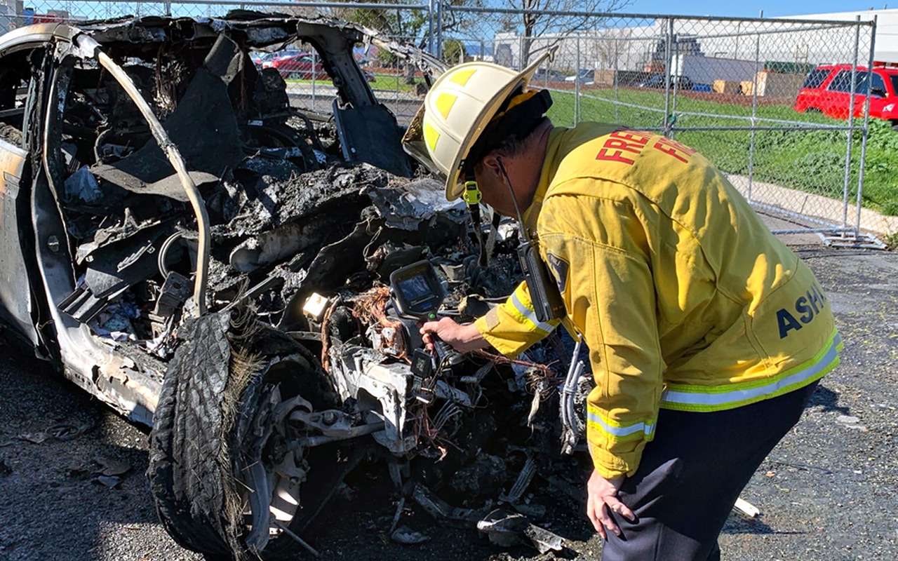 Тесла влетела в дерево на 150 км/ч. У водителя - ни царапины