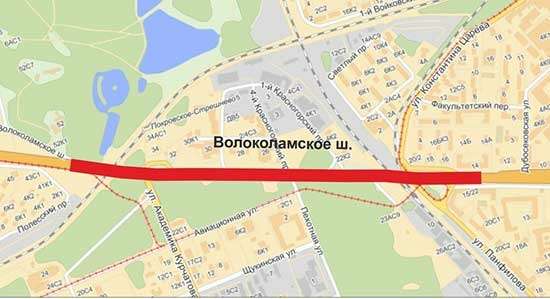 Волоколамское шоссе карта москвы